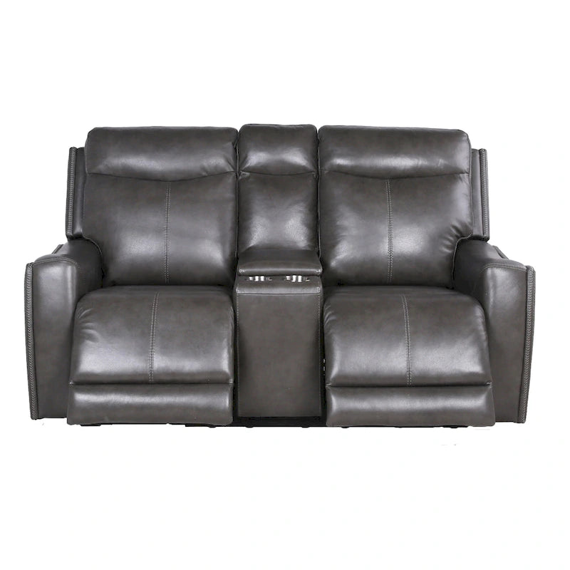 Conjunto reclinable eléctrico tapizado de cuero de grano superior Newport de 3 piezas de Steve Silver