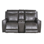 Conjunto reclinable eléctrico tapizado de cuero de grano superior Newport de 3 piezas de Steve Silver