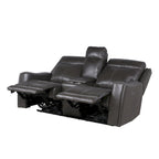 Conjunto reclinable eléctrico tapizado de cuero de grano superior Newport de 3 piezas de Steve Silver