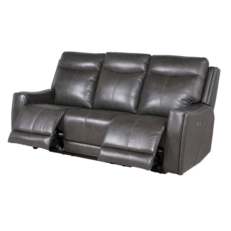 Conjunto reclinable eléctrico tapizado de cuero de grano superior Newport de 3 piezas de Steve Silver