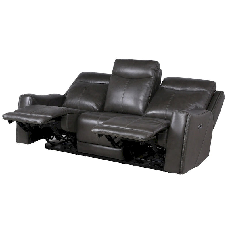 Conjunto reclinable eléctrico tapizado de cuero de grano superior Newport de 3 piezas de Steve Silver