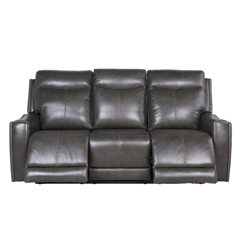 Conjunto reclinable eléctrico tapizado de cuero de grano superior Newport de 3 piezas de Steve Silver