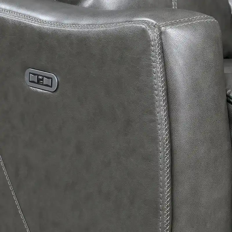 Conjunto reclinable eléctrico tapizado de cuero de grano superior Newport de 3 piezas de Steve Silver