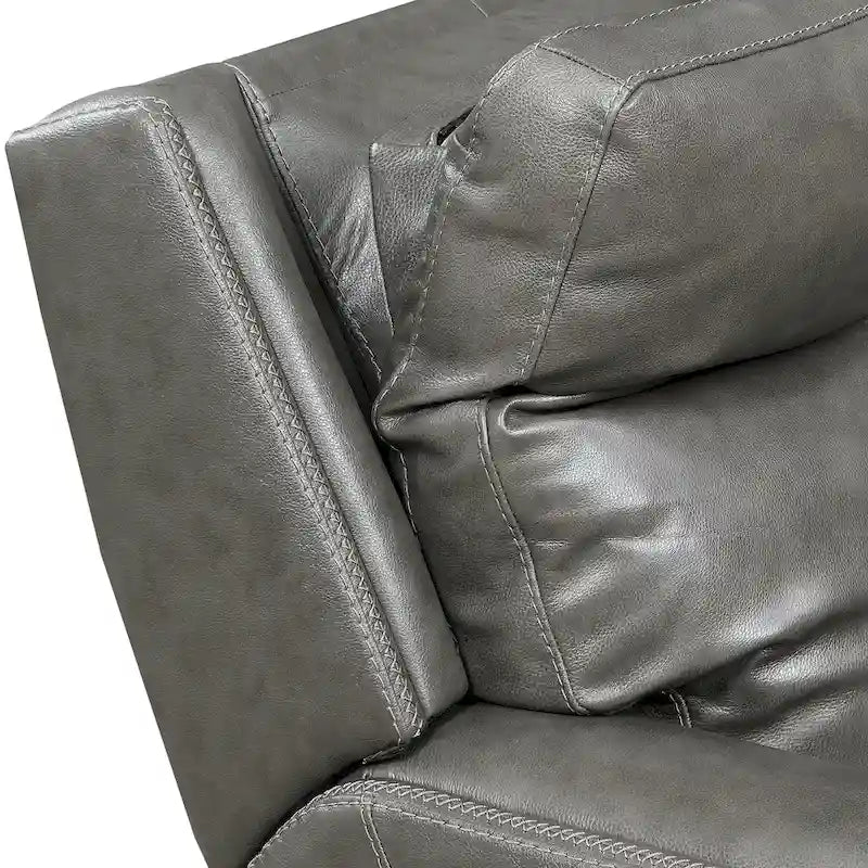 Conjunto reclinable eléctrico tapizado de cuero de grano superior Newport de 3 piezas de Steve Silver