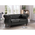 Sofá de dos plazas Capri de cuero sintético estilo Chesterfield con brazos enrollados