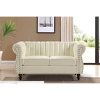 Sofá de dos plazas Capri de cuero sintético estilo Chesterfield con brazos enrollados
