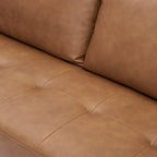 Canapé 2 places de luxe en cuir de vachette avec coussins fermes, design spacieux pour 2 personnes et coussins traversins