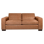 Canapé 2 places de luxe en cuir de vachette avec coussins fermes, design spacieux pour 2 personnes et coussins traversins
