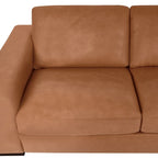 Canapé 2 places de luxe en cuir de vachette avec coussins fermes, design spacieux pour 2 personnes et coussins traversins