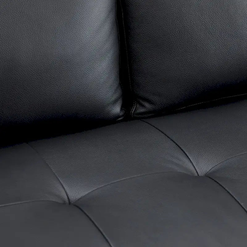 Canapé 2 places de luxe en cuir de vachette avec coussins fermes, design spacieux pour 2 personnes et coussins traversins
