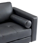 Canapé 2 places de luxe en cuir de vachette avec coussins fermes, design spacieux pour 2 personnes et coussins traversins