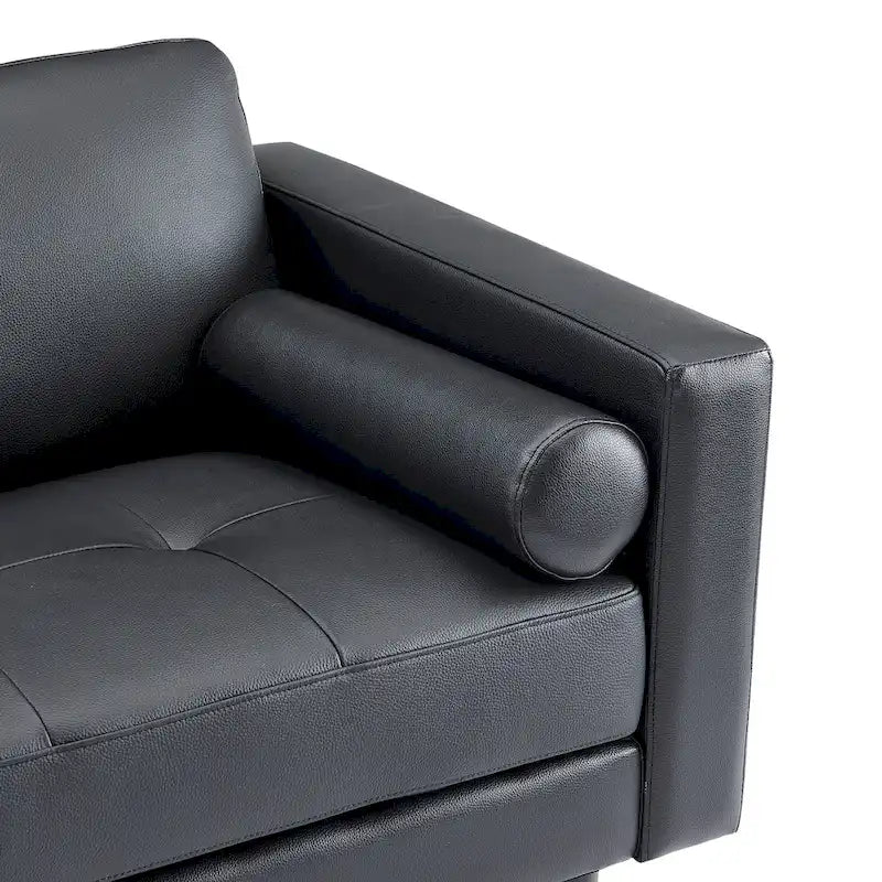 Canapé 2 places de luxe en cuir de vachette avec coussins fermes, design spacieux pour 2 personnes et coussins traversins