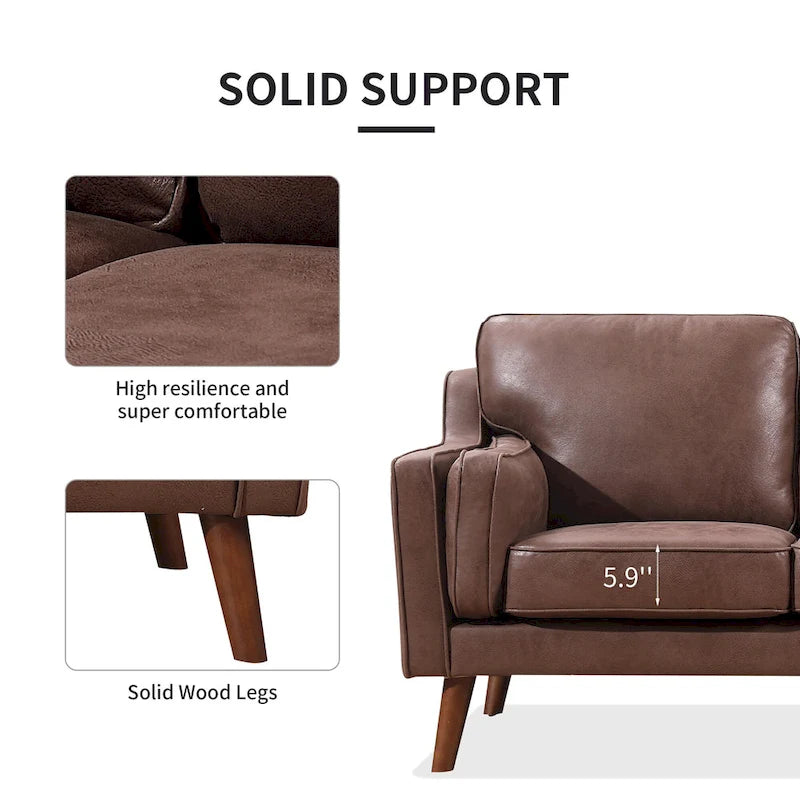 Skórzana sofa dwuosobowa w stylu mid-century z tapicerowaną poduszką 5.9