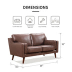 Skórzana sofa dwuosobowa w stylu mid-century z tapicerowaną poduszką 5.9