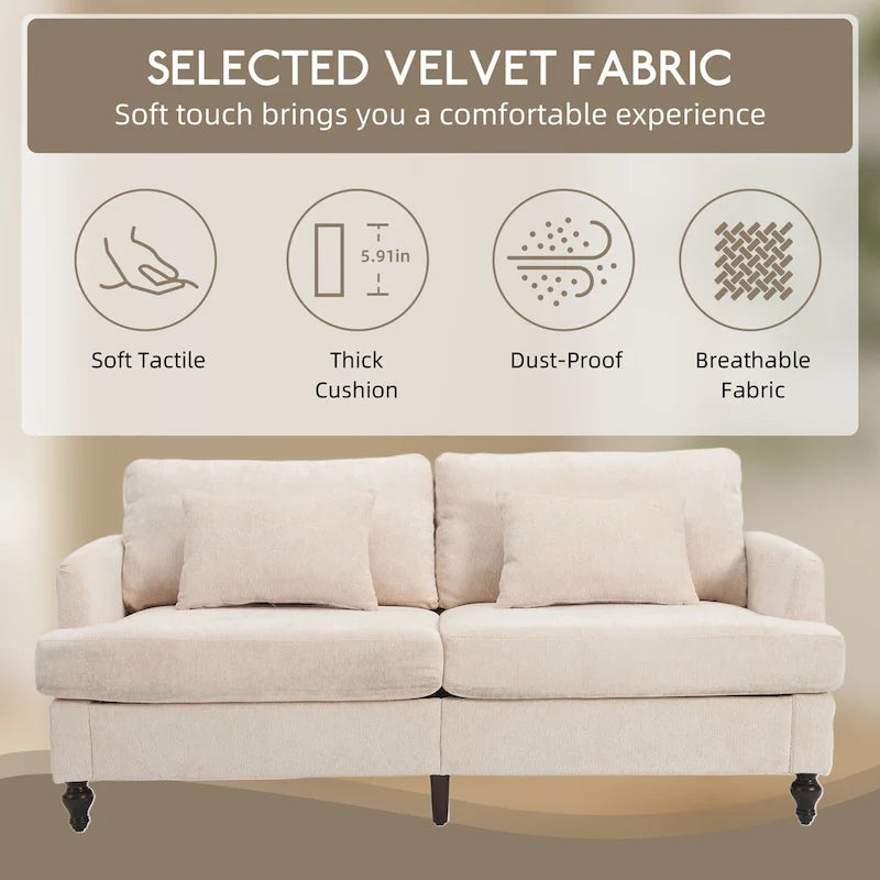 HOMEFUN moderne chenille-loveseat, gestoffeerde 2-zitsloveseat, moderne bank