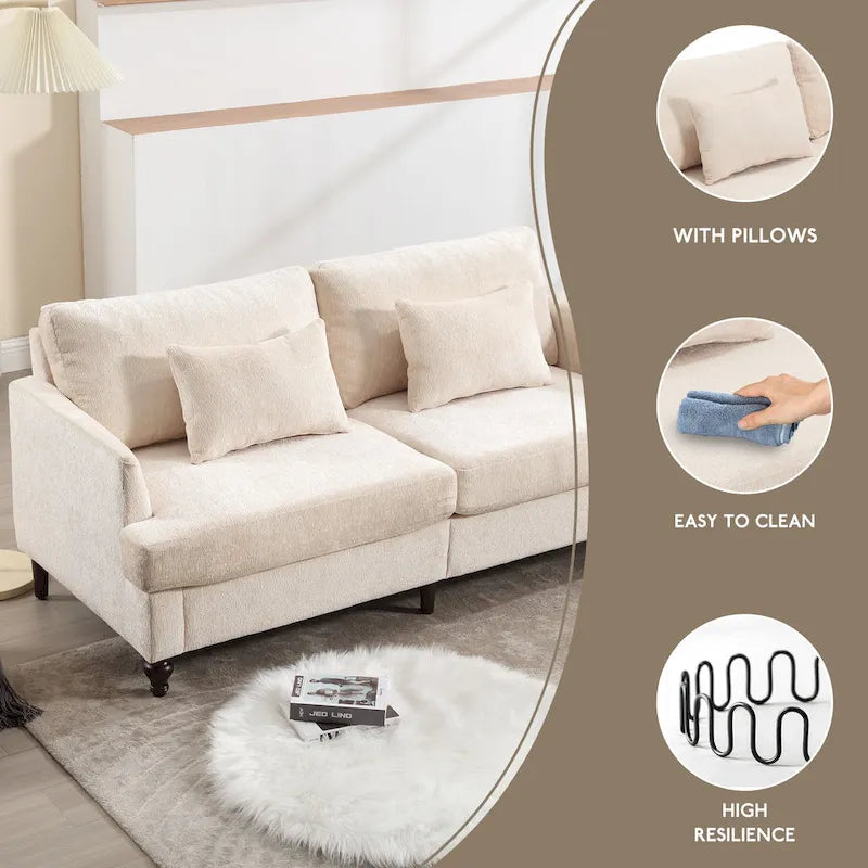 HOMEFUN moderne chenille-loveseat, gestoffeerde 2-zitsloveseat, moderne bank