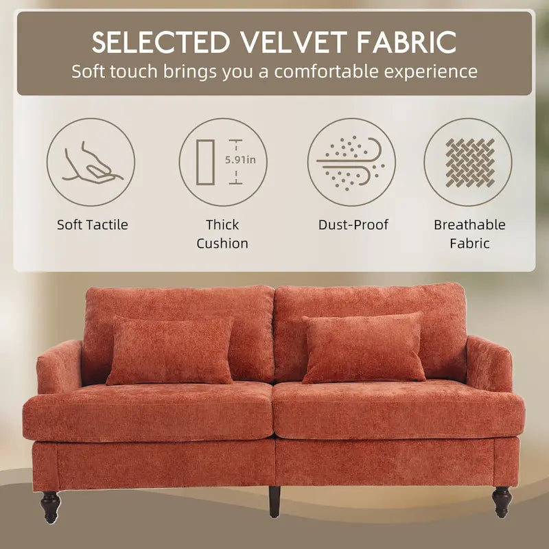HOMEFUN moderne chenille-loveseat, gestoffeerde 2-zitsloveseat, moderne bank