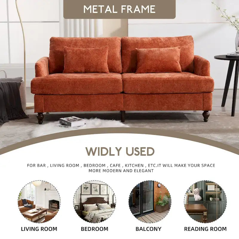 HOMEFUN moderne chenille-loveseat, gestoffeerde 2-zitsloveseat, moderne bank