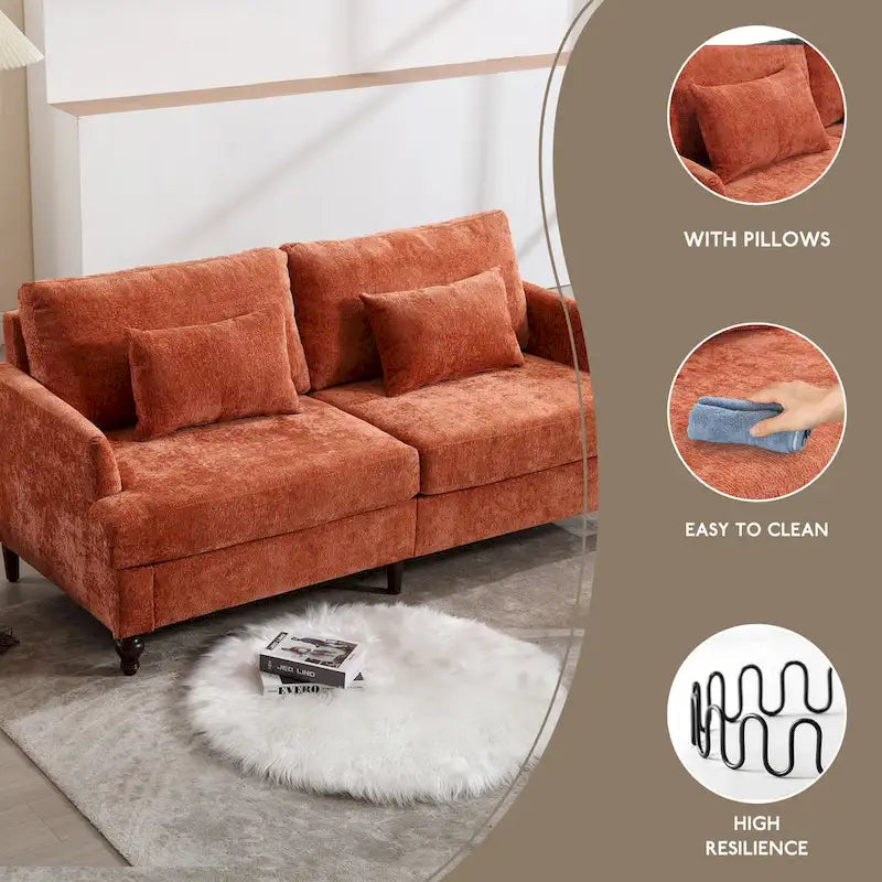HOMEFUN moderne chenille-loveseat, gestoffeerde 2-zitsloveseat, moderne bank