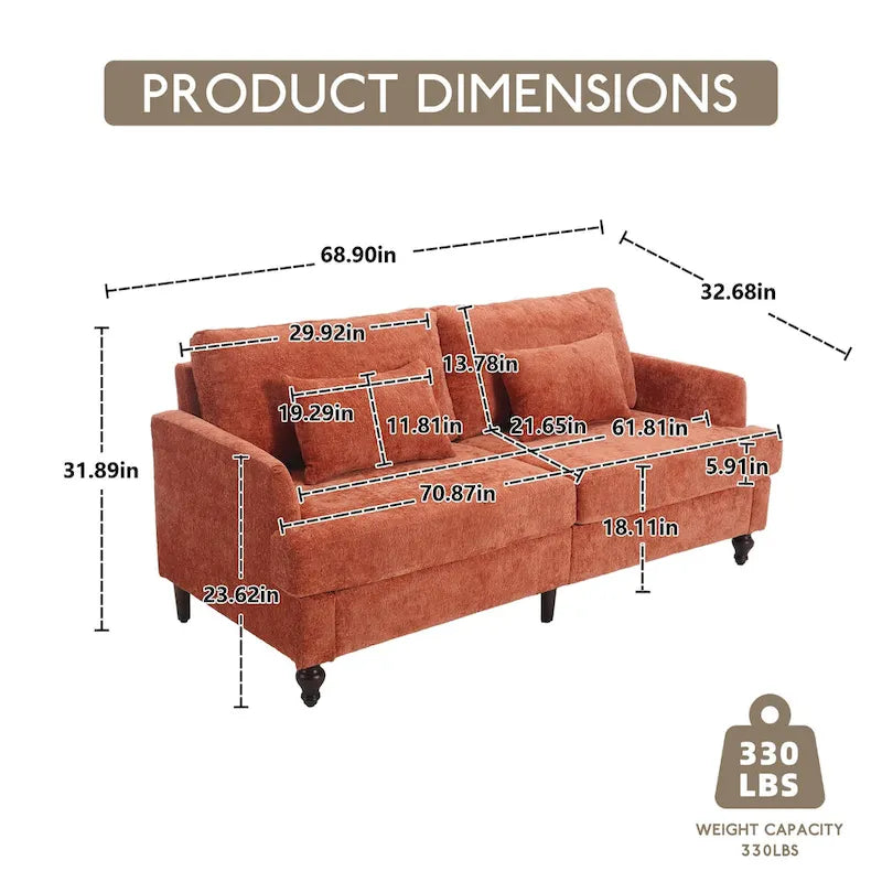 HOMEFUN moderne chenille-loveseat, gestoffeerde 2-zitsloveseat, moderne bank