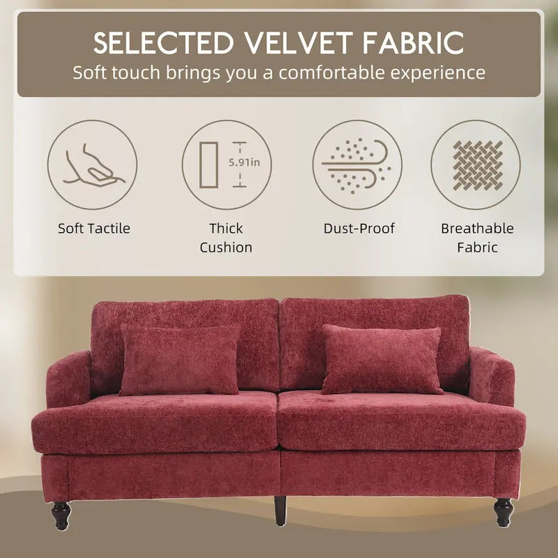 HOMEFUN moderne chenille-loveseat, gestoffeerde 2-zitsloveseat, moderne bank
