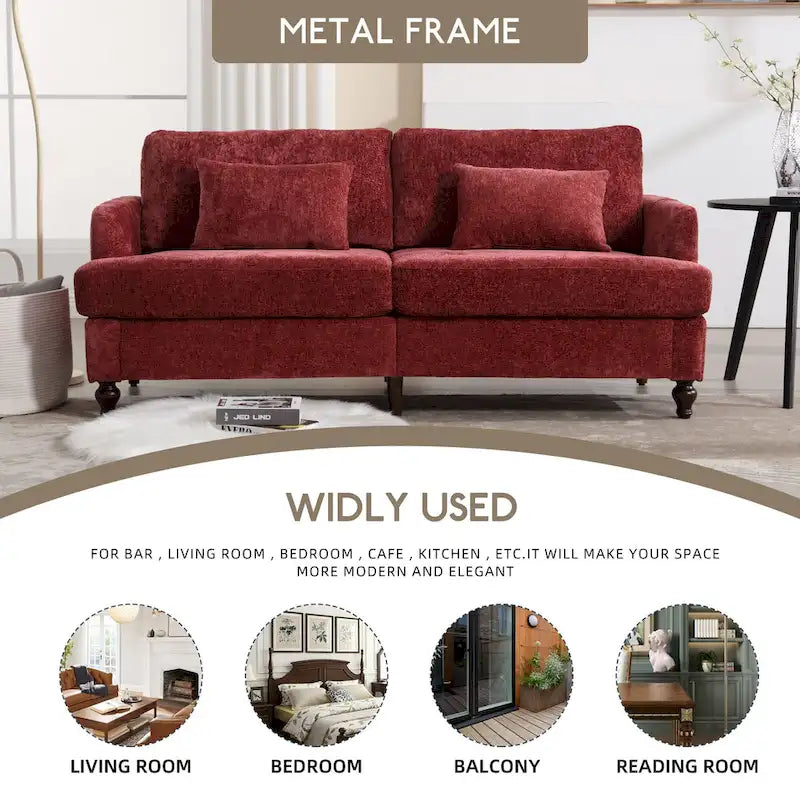 HOMEFUN moderne chenille-loveseat, gestoffeerde 2-zitsloveseat, moderne bank