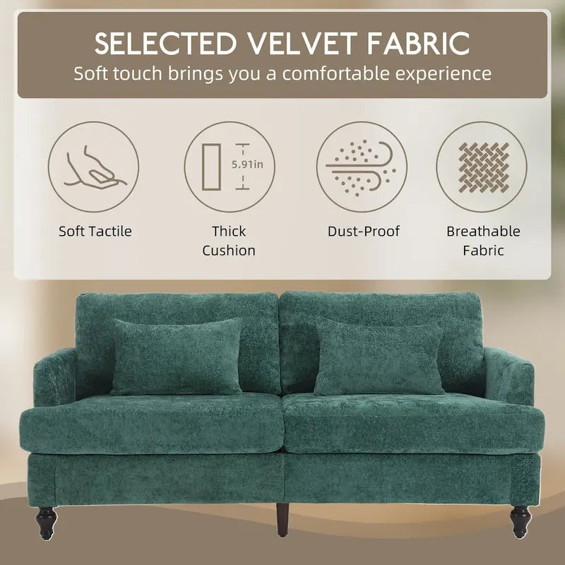HOMEFUN moderne chenille-loveseat, gestoffeerde 2-zitsloveseat, moderne bank