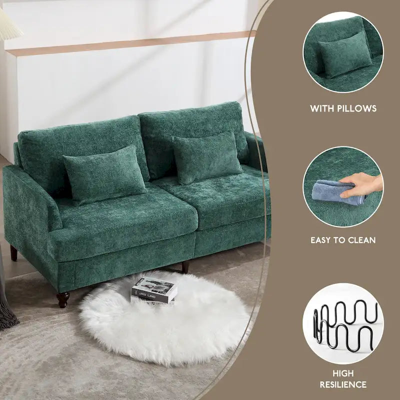 HOMEFUN moderne chenille-loveseat, gestoffeerde 2-zitsloveseat, moderne bank