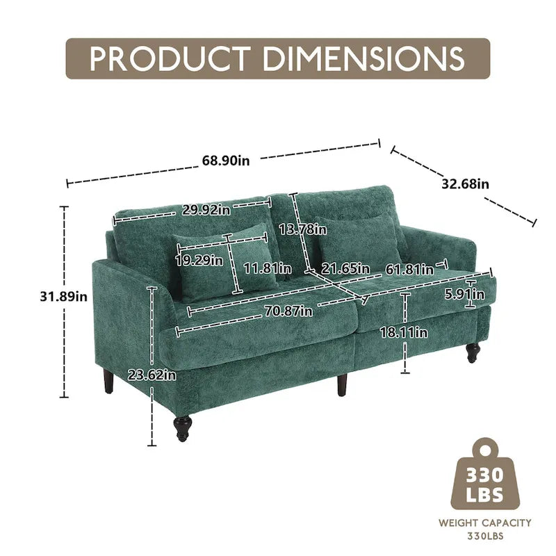 HOMEFUN moderne chenille-loveseat, gestoffeerde 2-zitsloveseat, moderne bank
