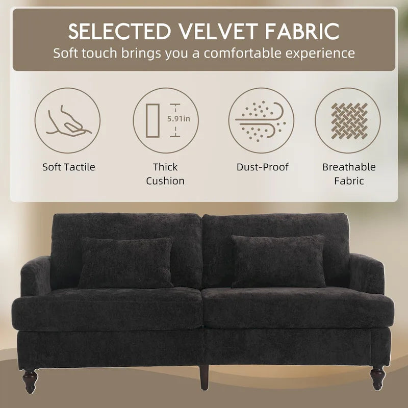 HOMEFUN moderne chenille-loveseat, gestoffeerde 2-zitsloveseat, moderne bank