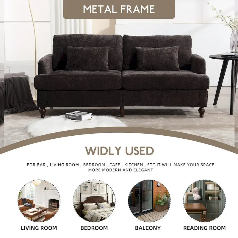 HOMEFUN moderne chenille-loveseat, gestoffeerde 2-zitsloveseat, moderne bank