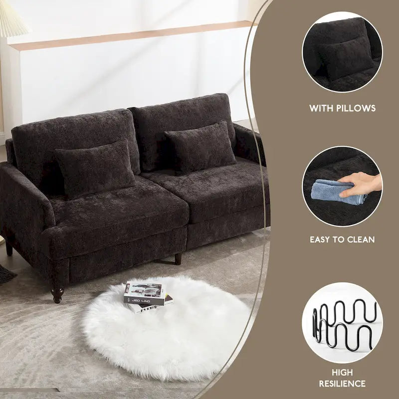 HOMEFUN moderne chenille-loveseat, gestoffeerde 2-zitsloveseat, moderne bank
