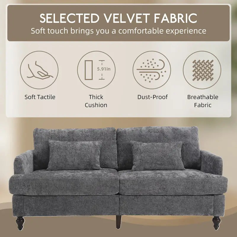 HOMEFUN moderne chenille-loveseat, gestoffeerde 2-zitsloveseat, moderne bank