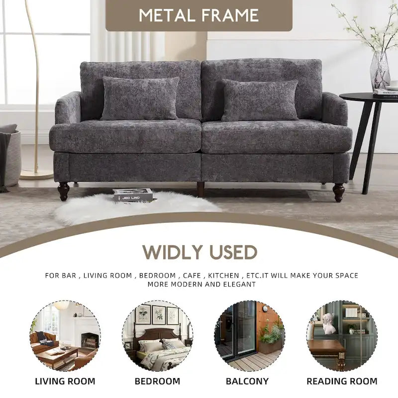 HOMEFUN moderne chenille-loveseat, gestoffeerde 2-zitsloveseat, moderne bank