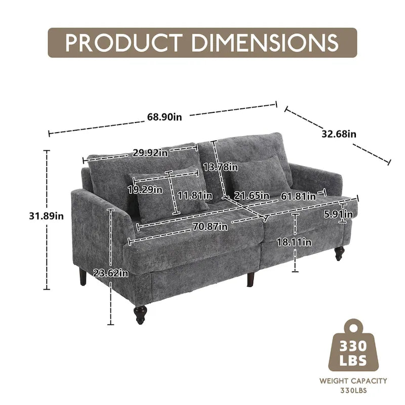 HOMEFUN moderne chenille-loveseat, gestoffeerde 2-zitsloveseat, moderne bank