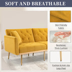 Fluwelen gestoffeerde gecapitonneerde loveseat-slaapbank met roségouden poten