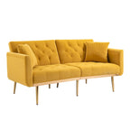 Fluwelen gestoffeerde gecapitonneerde loveseat-slaapbank met roségouden poten