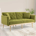 Fluwelen gestoffeerde gecapitonneerde loveseat-slaapbank met roségouden poten