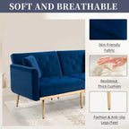 Fluwelen gestoffeerde gecapitonneerde loveseat-slaapbank met roségouden poten