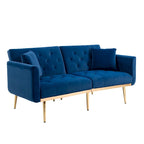 Fluwelen gestoffeerde gecapitonneerde loveseat-slaapbank met roségouden poten