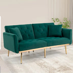 Fluwelen gestoffeerde gecapitonneerde loveseat-slaapbank met roségouden poten