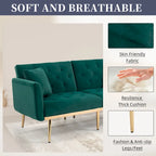 Fluwelen gestoffeerde gecapitonneerde loveseat-slaapbank met roségouden poten