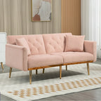 Fluwelen gestoffeerde gecapitonneerde loveseat-slaapbank met roségouden poten