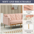 Fluwelen gestoffeerde gecapitonneerde loveseat-slaapbank met roségouden poten