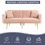 Fluwelen gestoffeerde gecapitonneerde loveseat-slaapbank met roségouden poten