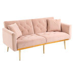 Fluwelen gestoffeerde gecapitonneerde loveseat-slaapbank met roségouden poten
