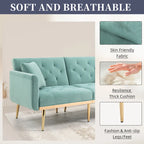 Fluwelen gestoffeerde gecapitonneerde loveseat-slaapbank met roségouden poten