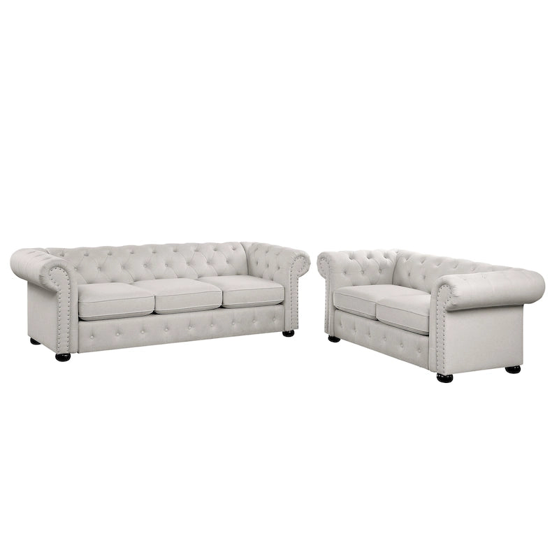 Corvus Aleksis 2-teiliges Chesterfield-Sofa- und Loveseat-Set mit Knopftuftung und gerollten Armlehnen