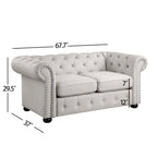 Corvus Aleksis 2-teiliges Chesterfield-Sofa- und Loveseat-Set mit Knopftuftung und gerollten Armlehnen