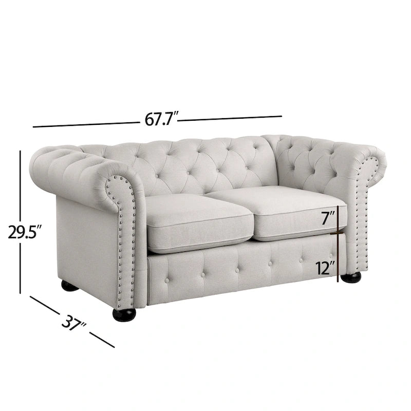 Corvus Aleksis 2-teiliges Chesterfield-Sofa- und Loveseat-Set mit Knopftuftung und gerollten Armlehnen